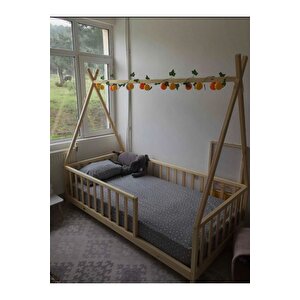 Rüya Montessori Bebek Ve Çocuk Karyolası Organik Doğal Ahşap Yatak 70x110 cm
