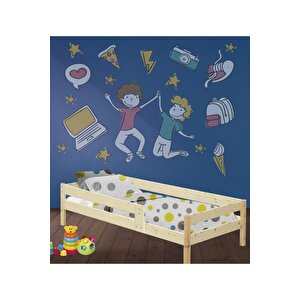 Köşk Montessori 70 X 130 Ahşap Tek Kişilik Karyola Yatak Sız Korumalı Korkuluklu 70x130 cm