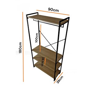 Digithome Dekoratif Metal 4 Raflı Ayakkabılık, Elbise Ve Portmanto Askılığı Gardırop 9086 1-1-369