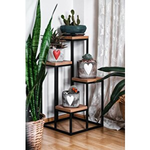 Dekoratif 4 Raflı Metal Çiçeklik Saksı Standı Saksılık Atlantik Çam Mrs-019 9045 1-1-369