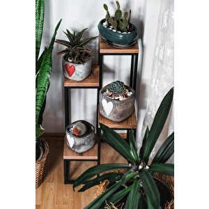 Dekoratif 4 Raflı Metal Çiçeklik Saksı Standı Saksılık Atlantik Çam Mrs-019 9045 1-1-369
