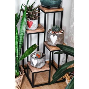 Dekoratif 4 Raflı Metal Çiçeklik Saksı Standı Saksılık Atlantik Çam Mrs-019 9045 1-1-369