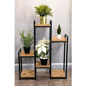 Dekoratif 6 Raflı Metal Çiçeklik Saksı Standı Saksılık Atlantik Çam Mrs-020 1-1-369