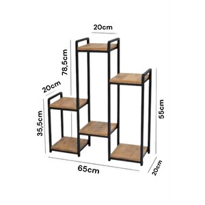 Digithome Dekoratif 6 Raflı Metal Çiçeklik Saksı Standı Saksılık Atlantik Çam Mrs-020 1-1-369