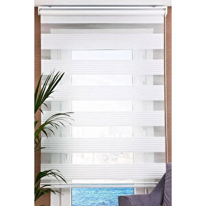 Beyaz Geniş Plise Stor Zebra Perde Oygusuz 120x200 cm