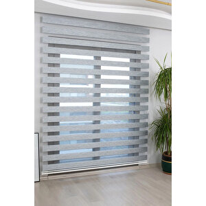 Gri̇ Bambu Zebra Stor Güneşli̇k Perde