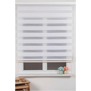 Dar Plise Beyaz Zebra Perde 90x200 cm