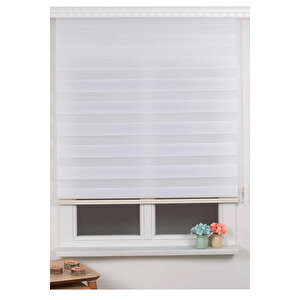 Dar Plise Beyaz Zebra Perde 90x200 cm