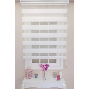 Beyaz Bambu Zebra Stor Güneşli̇k Perde 160x280 cm