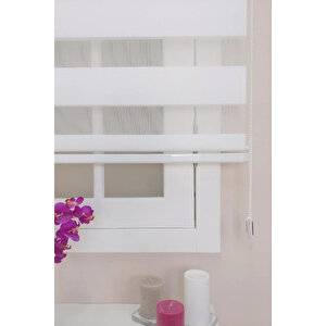 Beyaz Bambu Zebra Stor Güneşli̇k Perde 160x280 cm