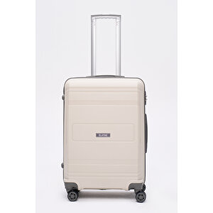 Premium Poliropilen Kırılmaz 3'lü Valiz Seti Orta - Kabin Boy Ve Makyaj Bej - Antrasit V305