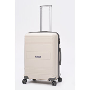 Premium Poliropilen Kırılmaz 3'lü Valiz Seti Orta - Kabin Boy Ve Makyaj Bej - Antrasit V305