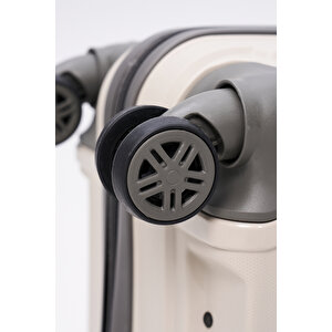 Elatae Premium Polipropilen Orta Boy Kırılmaz Valiz Bej - Antrasit V305