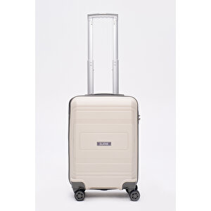 Premium Polipropilen Kırılmaz 2'li Valiz Seti Kabin Boy Ve Makyaj 2'li Set Bej - Antrasit V305