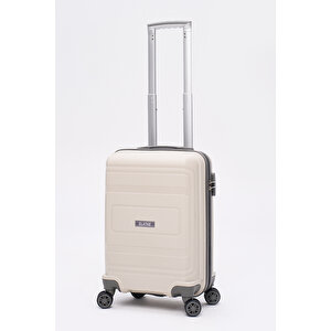 Premium Polipropilen Kırılmaz 2'li Valiz Seti Kabin Boy Ve Makyaj 2'li Set Bej - Antrasit V305