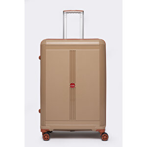 Premium Polipropilen Büyük Boy Kırılmaz Valiz Vizon-camel V303