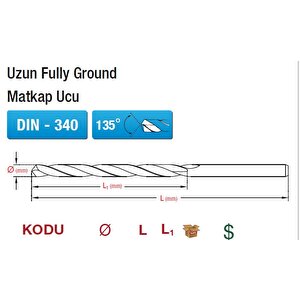 Maier Uzun Fully Ground Matkap Ucu 8mm