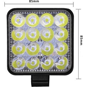 Ars Arsvision 16 Led Kare (1 Adet) Off Road Iş Makinası Çalışma Lambası Sis Farı