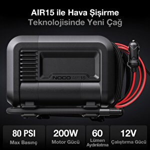 Air15 12volt 80 Psi Ayarlanabilir Dijital Basınç Göstergeli Profesyonel Lastik Şişirme Pompası