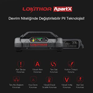 Lokithor Apartx 12v Akıllı Akü Takviye + Pompa + Powerbank + Led Lamba (akü Dahil Değildir)