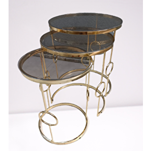 Zigon Zlf 14103 Halkali Model Füme Temper Cam Tabla Metal Gold Kaplama El Yapım