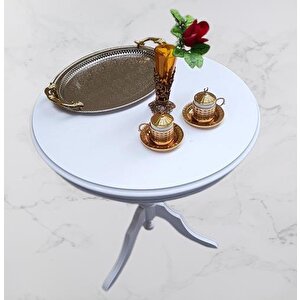 Fiskos Sehpa Eko 90502 Baba 3 Ayak 60cm Hareketli Mdf Tabla Parlak Beyaz El Yapım