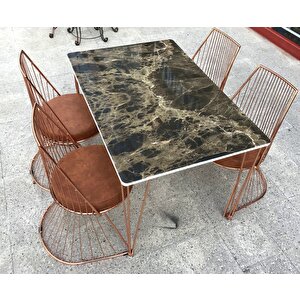Masa 13798 Tel Sandaly Tk Metal Rose Bakır Japon Ayk Mdf Siyh Desen Tabla El Yapı