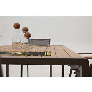 Berus Modern Alüminyum Bahçe Balkon Masa Takımı - Cappucino 8 Kişilik