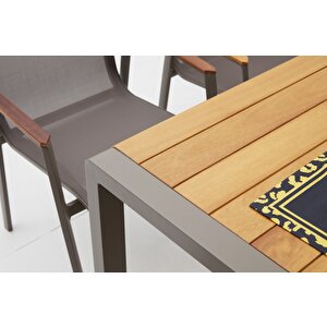 Berus Modern Alüminyum Bahçe Balkon Masa Takımı - Cappucino 8 Kişilik