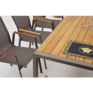 Berus Modern Alüminyum Bahçe Balkon Masa Takımı - Cappucino 6 Kişilik