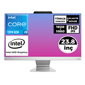 I5-1335u 8gb 512gb Ssd 23.8" Fhd W11p Beyaz All In One Pc A3402wbak-i58512w0d 005