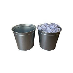 2'li Galvaniz Renk Ofis Tipi Çöp Kovası 10 Lt.