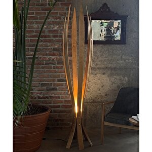 ''hedra Lambader, İskandinav Tarzı Ahşap Lambader, Dekoratif Yer Lambası, Modern Salon Aydınlatma'' Meşe