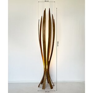 ''hedra Lambader, İskandinav Tarzı Ahşap Lambader, Dekoratif Yer Lambası, Modern Salon Aydınlatma'' Meşe