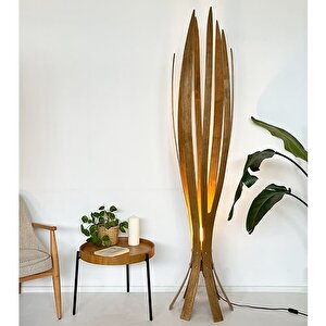 ''hedra Lambader, İskandinav Tarzı Ahşap Lambader, Dekoratif Yer Lambası, Modern Salon Aydınlatma''