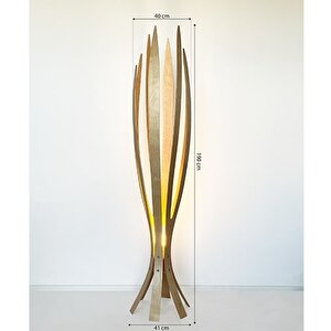 ''hedra Lambader, İskandinav Tarzı Ahşap Lambader, Dekoratif Yer Lambası, Modern Salon Aydınlatma'' Huş