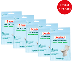 Tek Kullanımlık Suda Çözünür Klozet Kapak Örtüsü - 5 X 10 Lu Paket | Hijyenik Ve Pratik Seyahat Aksesuarı