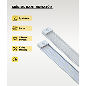 100w Beyaz Kristal Led Bant Armatür 6500k Beyaz Işık
