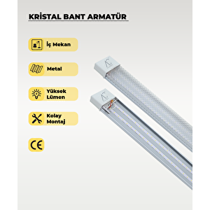 60w Beyaz Kristal  Led Bant Armatür 6500k Beyaz Işık
