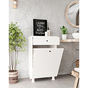 Beyaz Çamaşır Sepeti Çekmeceli