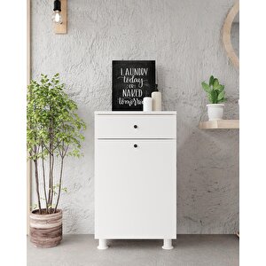 Beyaz Çamaşır Sepeti Çekmeceli