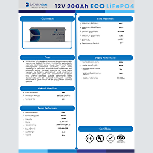 12v 200ah Eco Lifepo4 Akü  Lityum Akü