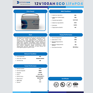 12v 100ah Eco Lifepo4 Uyumlu Akü Li̇tyum Akü