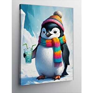 Kanvas Tablo Smoothie İçen Penguen 50x70 cm