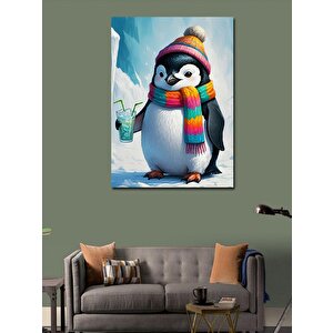 Kanvas Tablo Smoothie İçen Penguen 50x70 cm
