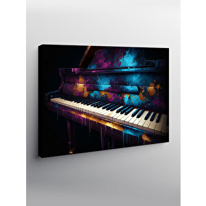 Kanvas Tablo Renkli Piyano Çizimi 100x140 cm