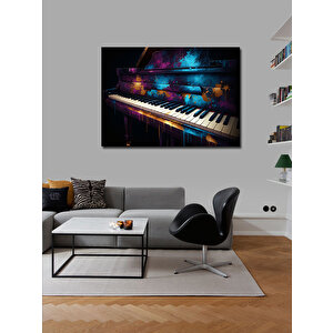 Kanvas Tablo Renkli Piyano Çizimi 100x140 cm