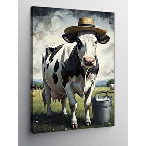 Kanvas Tablo Kovboy Şapkalı İnek 50x70 cm