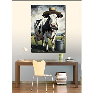 Kanvas Tablo Kovboy Şapkalı İnek 50x70 cm