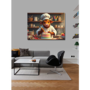 Kanvas Tablo Pastacı İnek Portresi 100x140 cm